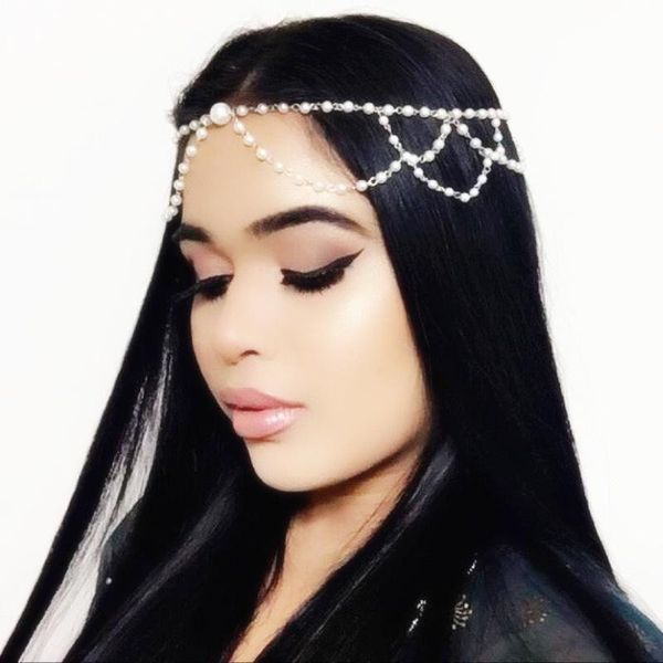 

bohemia luxurious wedding hair ornaments simulated pearl tassels hairbands bride headband accessories for women hair jewelry, Golden;silver