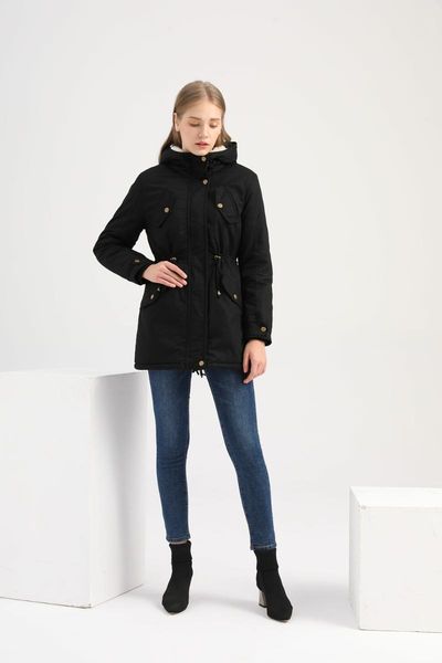 

winter woman faux fur hooded parkas , thick down coat, Black;brown