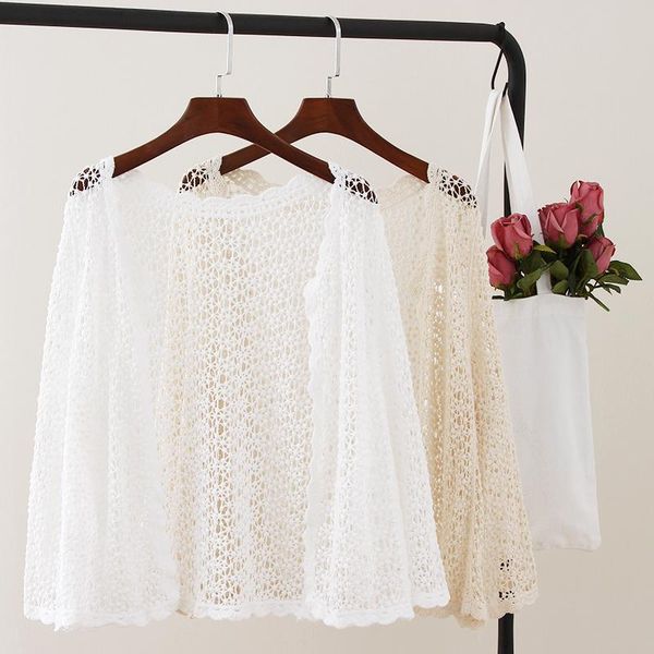 

hollow-out sweater female 2020 new summer short coat is prevented bask in small unlined upper garment of air cardigan shawl, White