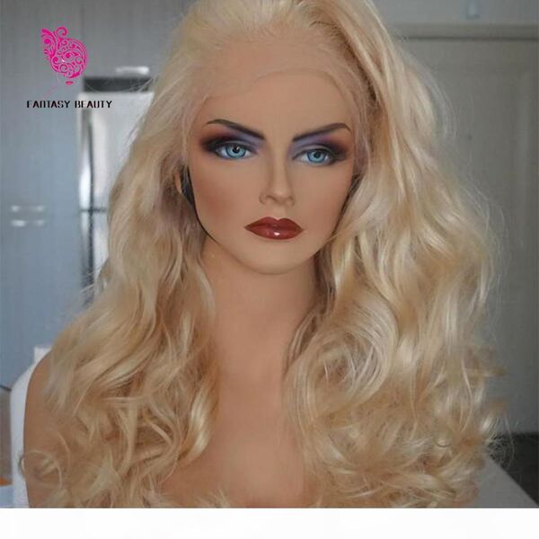 

613 full lace human hair wigs platinum blonde vrigin peruvian wavy blonde human hair wig with bleached knots and baby hair, Black;brown