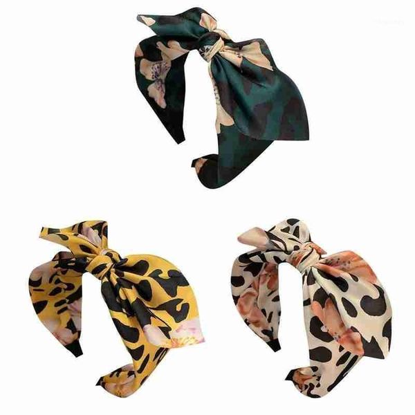 Fermagli per capelli Barrettes Regolabili 1 Pz Fascia per capelli Moda Leopardo Fiocco Nodo Copricapo Ragazza femminile Fasce per capelli larghe in tessuto di seta