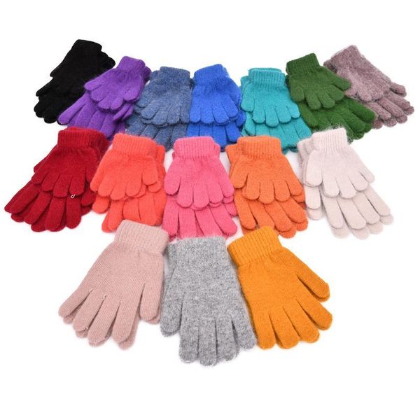 

women men winter ribbed wool knitted full fingered gloves basic warmer kids wool knitted gl jllcrl, White