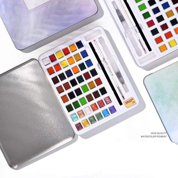 

gift sets 36color watercolor paint set, iron box portable art supplies