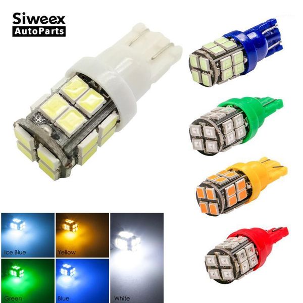 

4 x w5w t10 car led bulb 20smd 2835 168 194 side marker lights map turn signal lamp white/blue/yellow(amber)/green/ice blue/red1