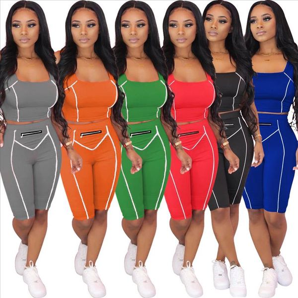 

2 piece female tracksuit crop biker shorts sports suit women two piece outfits summer matching sets sweatsuit plus size, Gray