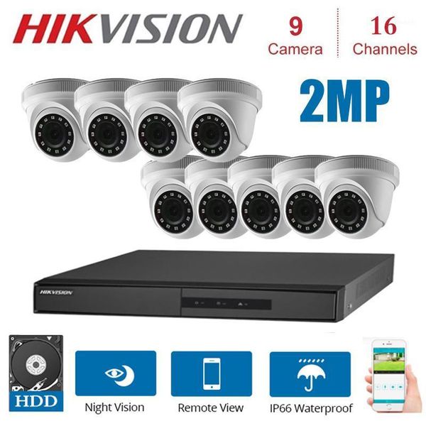 

1080p 16 channels hikvision surveillance kits with 9 *indoor 2mp 4 in 1hd camera security night vision cctv security system kit1
