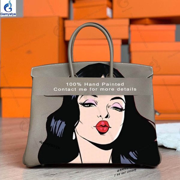 

women hand drawing genuine leather bags, Black;red