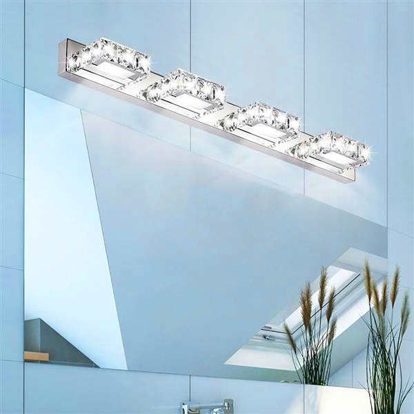 Novo Design 12w Quatro Luzes Surface de Cristal Banheiro Quarto Luminária Branco Quente Luz Prata Arte Decoração Iluminação Moderna Lâmpadas de Parede À Prova D 'Água