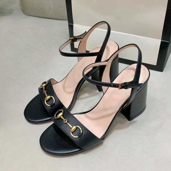 

designer summer sandals fashion high heels ladies elegant formal wear office work shoes large size 40 41, Black