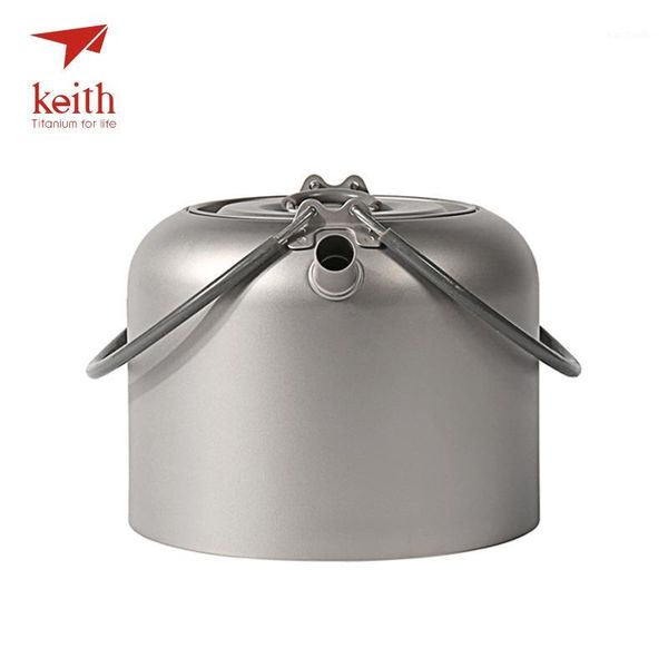 

camp kitchen keith 1.5l titanium kettle outdoor camping picnic cooker with folding handle portable hiking 200g ti39071