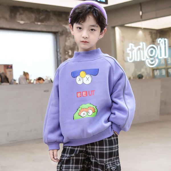 

2020 new autumn and winter fashion foreign boys' same leisure plush thickened sweater ryoz, Black