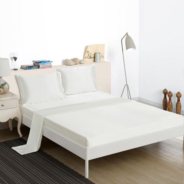 

hm life flat sheet 100% polyester solid color bed sheet pillowcase sets / king size soft comfortable fitted set 4 pcs1