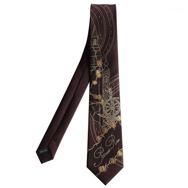 

new male men's original design hand printed tie students gift college necktie rose princess bronzing burgundy tie1, Blue;purple