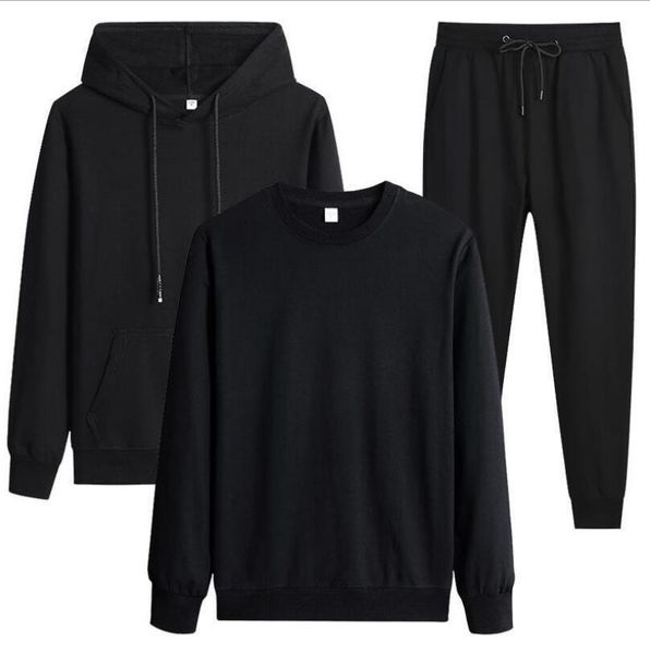 

2021 new winter tracksuit warm hooded sweatshirts fleece sportswear sweatpants hoodies men's 2 piece 440e, Gray