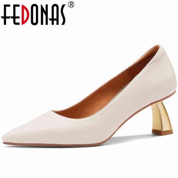 

dress shoes fedonas lente zomer vrouwen pompen hoge hakken wees teen lederen schoenen vrouw mode beknopte elegante jurk party 220303, Black