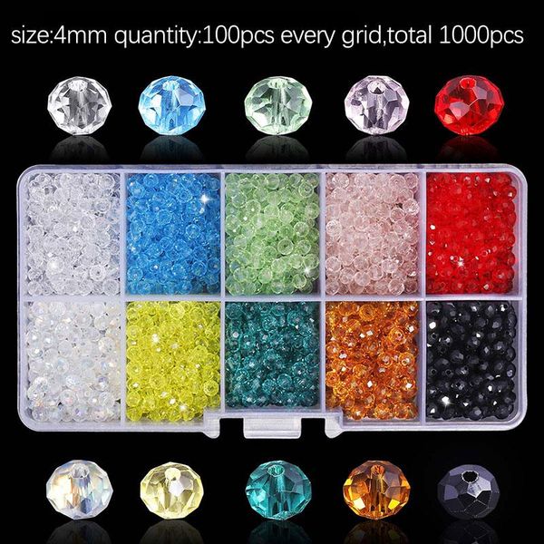 

оптом лучшие продажи 10 цветов хрустальные бусины круглые стеклянные бусины граненые свободные шарики с контейнером для ювелирных изделий