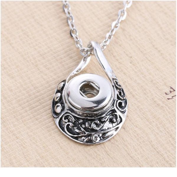 

boom life drop of wate jewelry snap buttons necklaces link chain 60cm with crystal pendant fit 12mm snap buttons bbyyxm, Silver