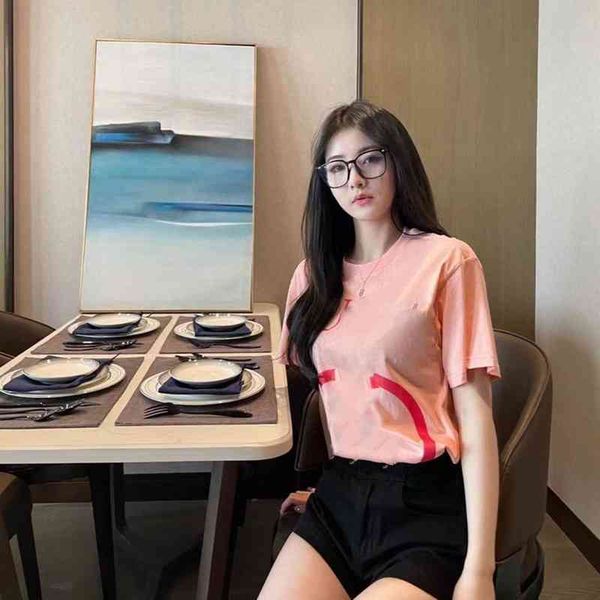 

2022 factory wholesale new 21s spring summer g button short sleeve t-shirt pink trend double ring ins style men and women loose sweet, White