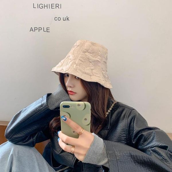 

swak spring autumn solid pleated fishermen hat women sun protection bucket hat casual wide-brim beach outdoors all-match caps, Blue;gray