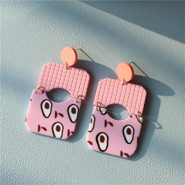 

aomu 2020 корея красочный узор геометрические полые прямоугольники свисающие серьги для женщин милый macaron цвет серьги ювелирные изделия w, Golden