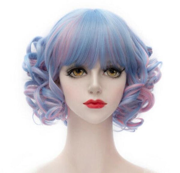 Moda Manmei Cosplay COS Parrucche Capelli ricci Ou Meifeng Colorful Lolita