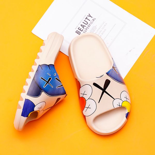 

children slippers girls summer cute cartoon graffiti beach sandals kids bathroom toddler boys indoor flip flops baby home shoes y201028, Black;grey