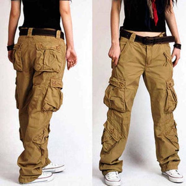 

women's pants & capris baggy 5 colors 2021 arrival plus size cargo thick overalls pockets hip hop women loose jeans khaki s50, Black;white