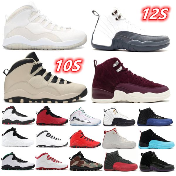 

2022 fashion 10s 12s basketball shoes 10 12 men sneakers cement cool grey desert camo fusion red im back powder blue sports trainers size 35