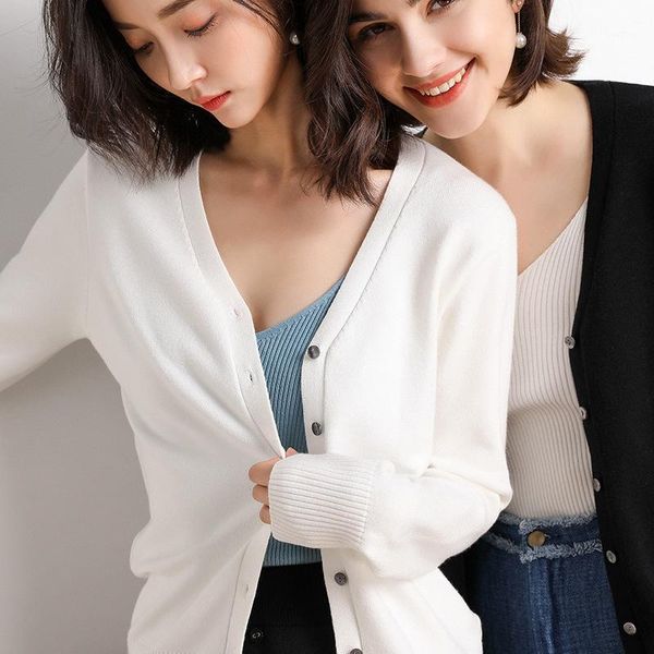 

the new women's cardigan female brief paragraph 2020 of han edition loose big yards long sleeve knit sweater undertakes1, White