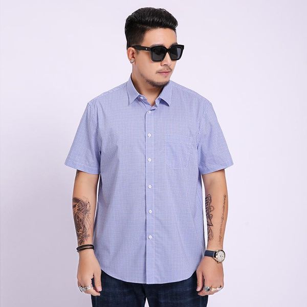

men's casual shirts 8xl 7xl 6xl 5xl 4xl summer men large size shirt formal plus big wedding plaid short sleeve sale business, White;black