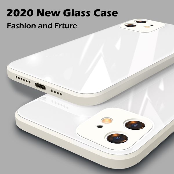 

wholesale square tempered glass case for iphone 11 12 pro max case anti-knock baby skin fram cover for iphone x xs max xr 7 8 plus