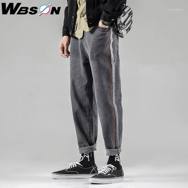 

wbson 2020 fashion brand jeans male four seasons loose men jeans men's casual straight pants harem syg30061, Blue