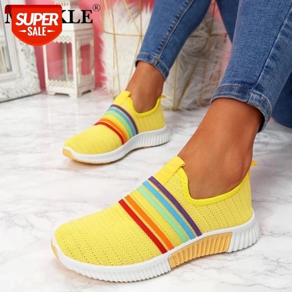 

mcckle autumn sock knitted women sneakers air mesh soft female vulcanized shoes casual slip on ladies flat candy color shoes new #mf7d
