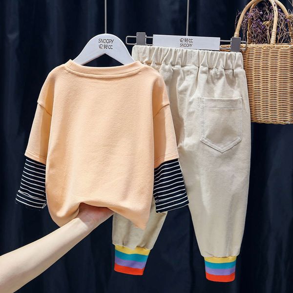 

early spring snoopy korean 2020 new boys' and girls' holiday two piece children's stitched sve base shirt ogad, Black