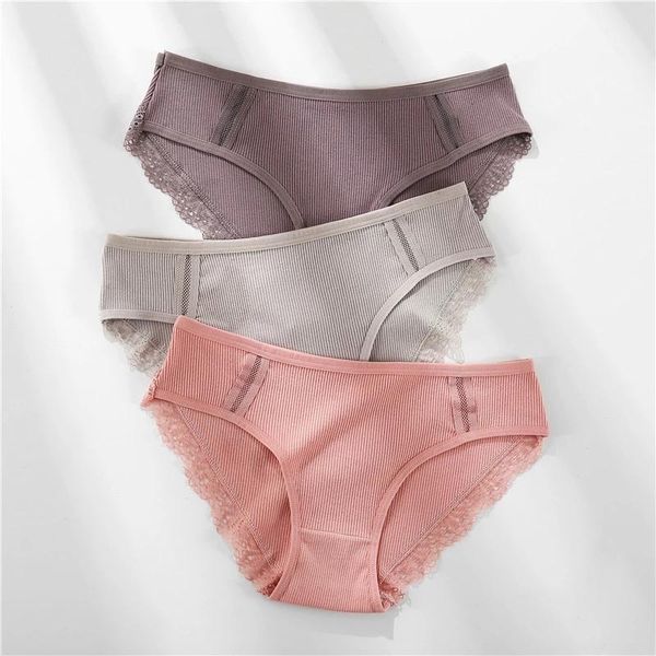 

women's panties 3pcs women comfort cotton shorts breathable female underwear seamless low waist lingeries 6 colors cute girls brief, Black;pink