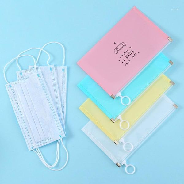 

1pcs portable with zipper waterproof temporary storage holder dustproof clip reusable pp plastic bag for disposable mask1