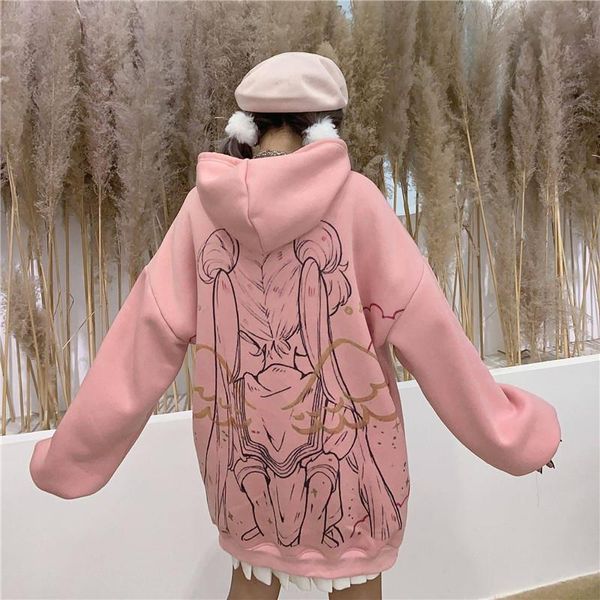 

sailor moon harajuku streetwear kawaii cartoon ulzzang pullovers oversize hoodie sweatshirts hooded girl tmtso, Black