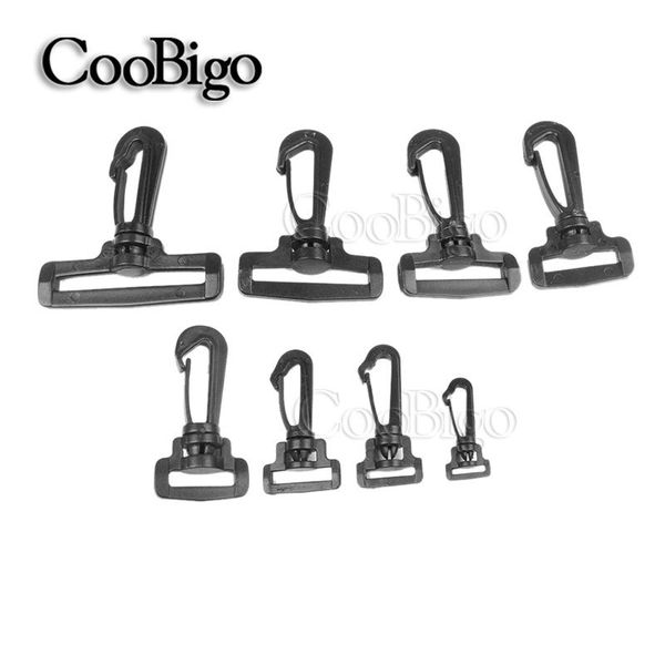 

10pcs 8 size pick plastic swivel snap clasp hooks buckle hardware outdoor backpack straps webbing belt bag parts accessories, Slivery;black
