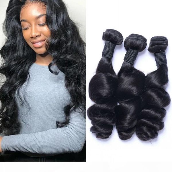 

loose wave bundles 100g pc peruvian hair weave bundles 8-26 inch 3 bundles virgin human hair extension, Black