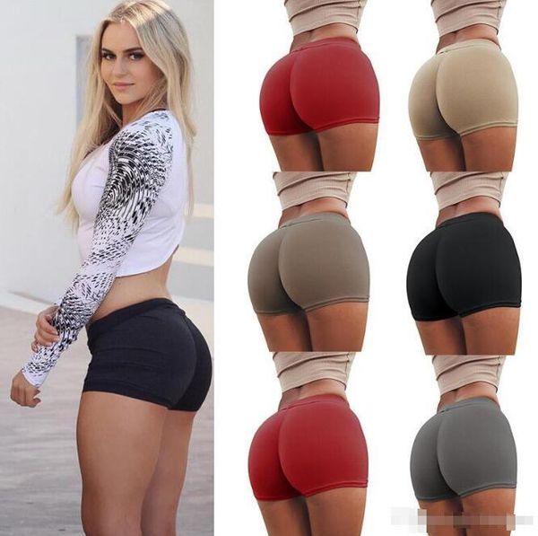

yoga shorts women fitness shorts pants skinny female push up gym shorts tights elastic breathable workout ladies activewear f033, White;black