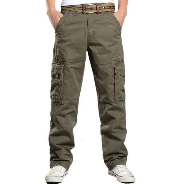 

army cargo pants men casual multi pockets pants homme male streetwear combat military tactical cotton trousers hip hop clothes, Black