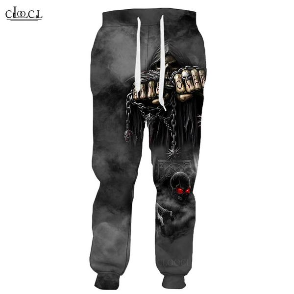 

cloocl popular skull sweatpant 3d print trousers men women harajuku jogging pant streetwear casual pant drop shipping, Black
