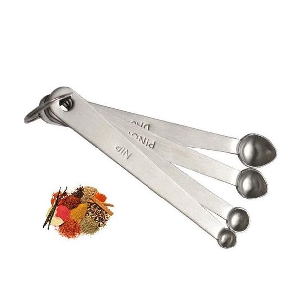 

4pcs/set stainless steel condiment measuring spoons kitchen baking seasoning measure scoop set kitchen tool qw7038 htoxz