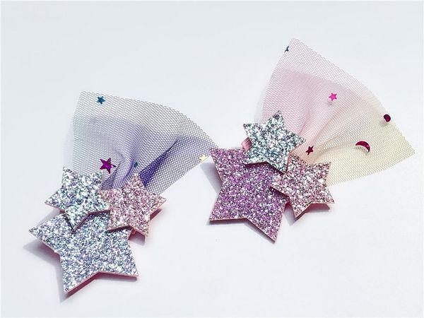 

hair accessories retail 1pc fashion cute glitter star hairpins solid lace clips princess headwear party accessories1, Slivery;white
