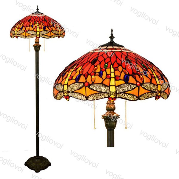 

floor lamps european retro multicolor glass solemn red dragonfly 16 inch 110-240v for living dining room bedroom bar dhl