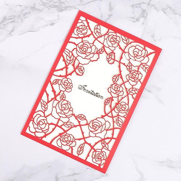 

1pcs rose flora laser cut wedding invitation cards businesscards greeting cards printing wedding decoration party supplies sqcuai
