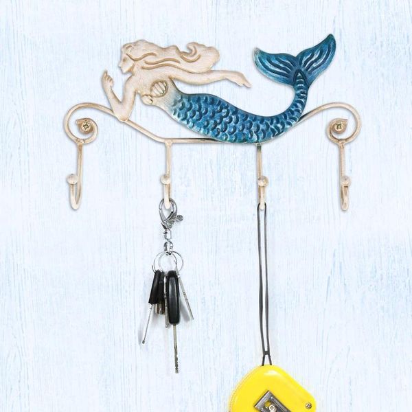 

tooarts iron mermaid wall hanger iron wall hook 4 hooks for coats towels bags mount clothes holder screws included