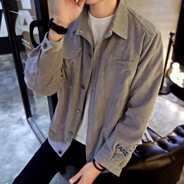 

large size jacket men's casual jacket 2021 autumn and winter new korean version of the trend square collar thin spring an, Black;brown