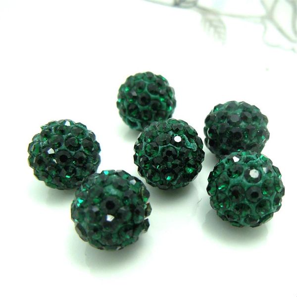 

100pcs 10mm deep green austria beads crystal disco ball beads spacer beads 6 row crystal clay 27 color bbyvpi