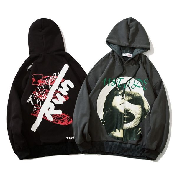 

autumn/winter 2020 of men fleece for lovers harajuku with streetwear hoodie, Black